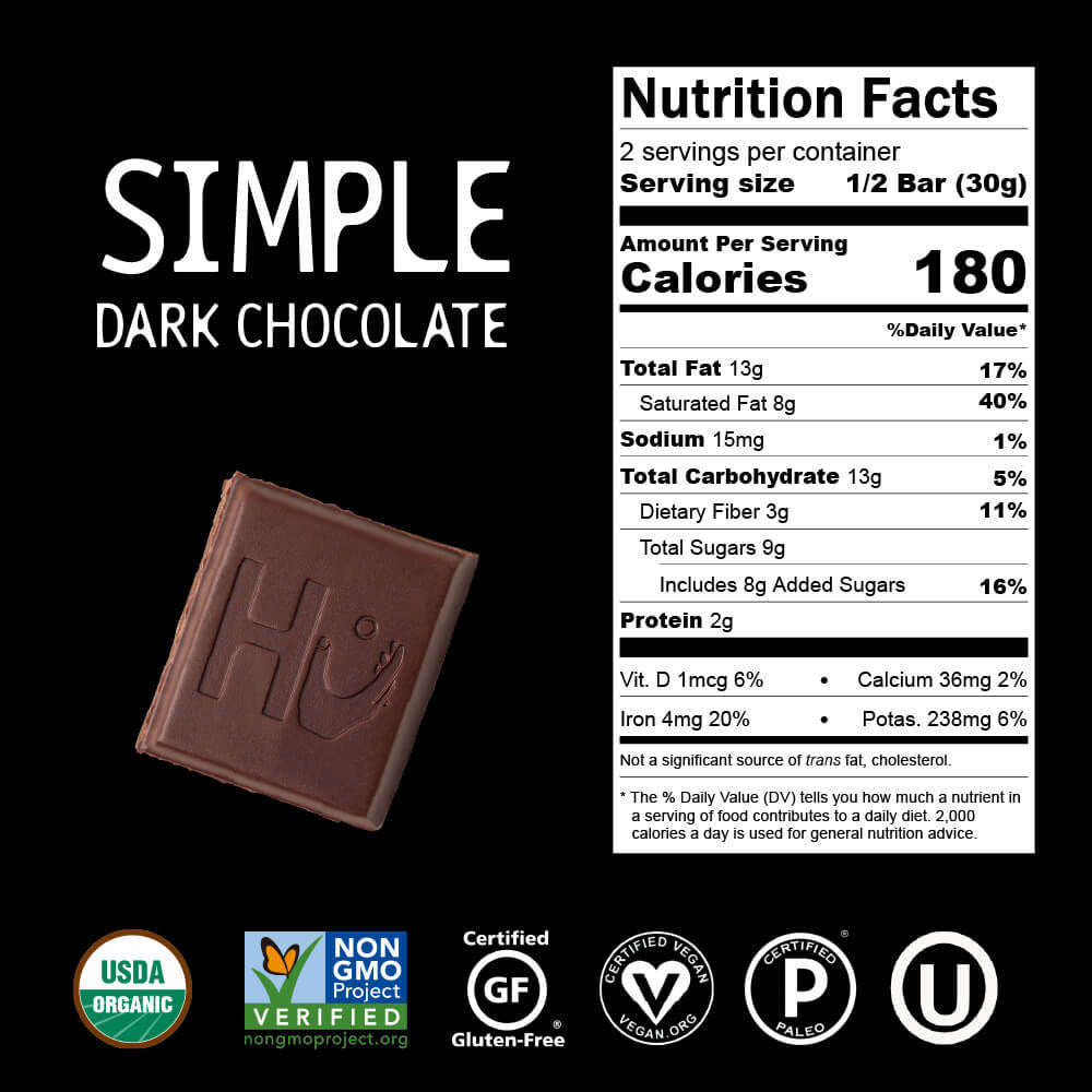 HU - Organic Dark Chocolate Bar Simple - 2.1 oz.