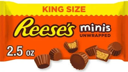 Reese's Minis Milk Chocolate Unwrapped King Size Peanut Butter Cups Candy, Bag 2.5 oz