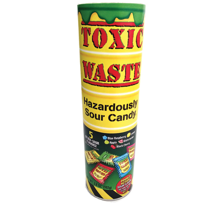 Toxic Waste Candy 9 inch Tube Bank - Wrapped Toxic Waste Candy