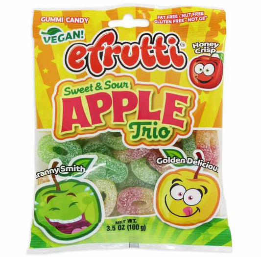 Efrutti Gummi Sweet & Sour Apple Trio 3.5oz Bag