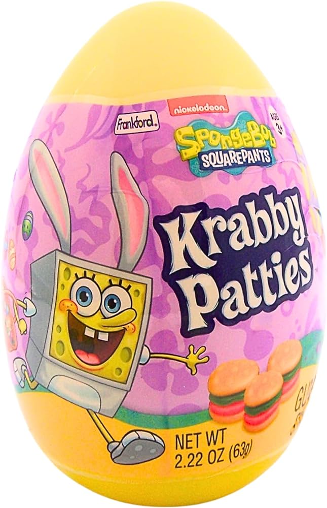 Frankford Spongebob Easter Eggs with Krabby Patty Gummies, Individually Wrapped Pieces Inside