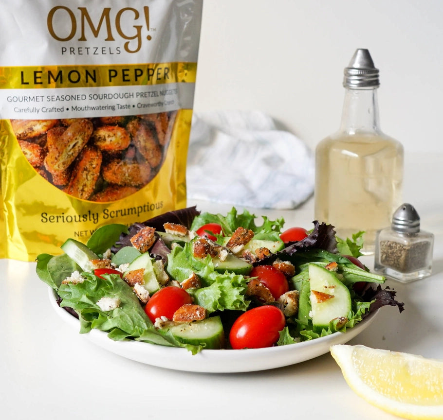 OMG! Pretzels Lemon Pepper Seasoned Sourdough Pretzel Nuggets Salad