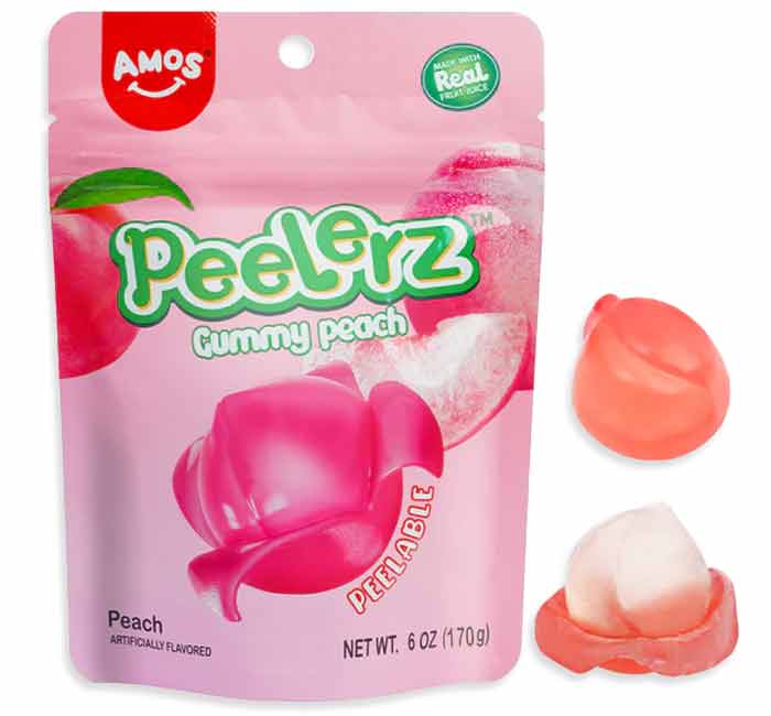 Amos Peelerz Gummy Peach Peg Bag