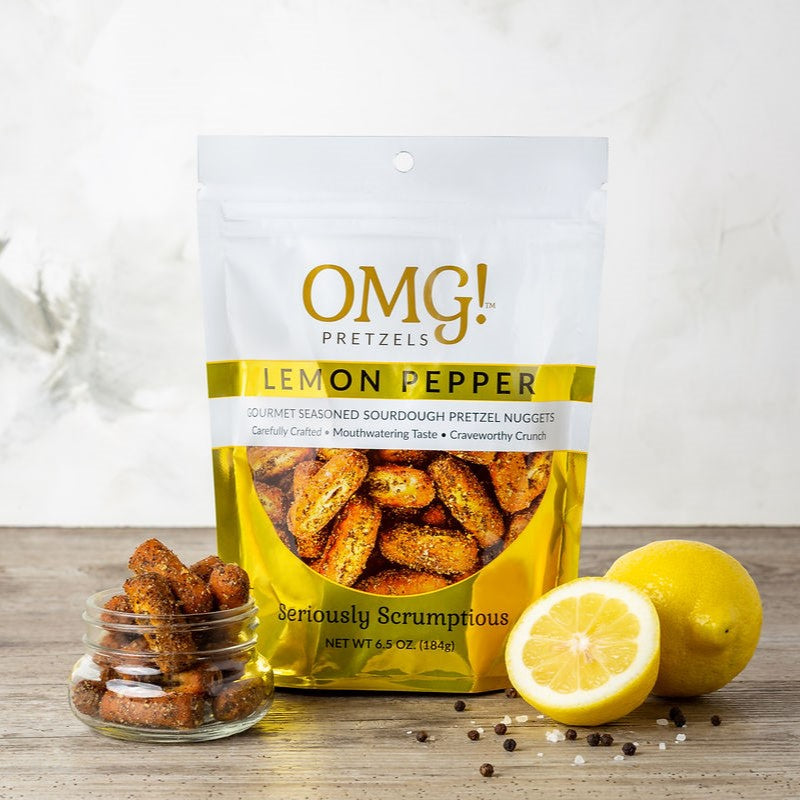 OMG! Pretzels Lemon Pepper Seasoned Sourdough Pretzel Nuggets