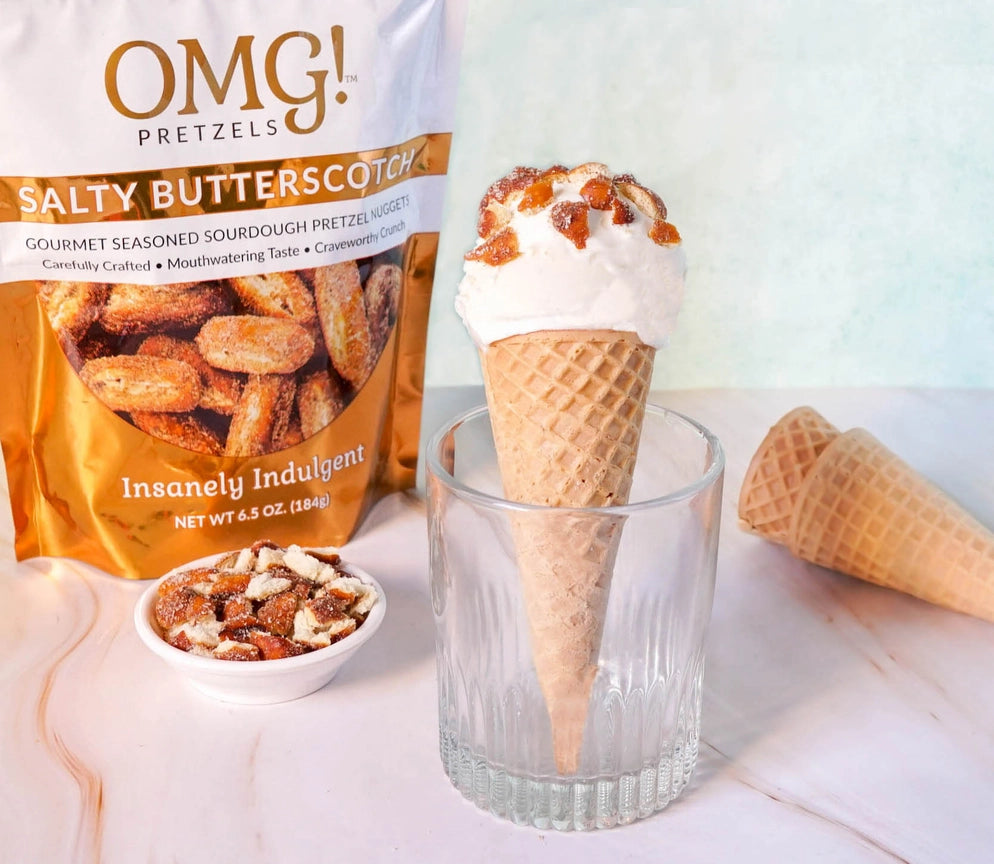 OMG! Pretzels Salty Butterscotch Seasoned Sourdough Pretzel Nuggets ice cream