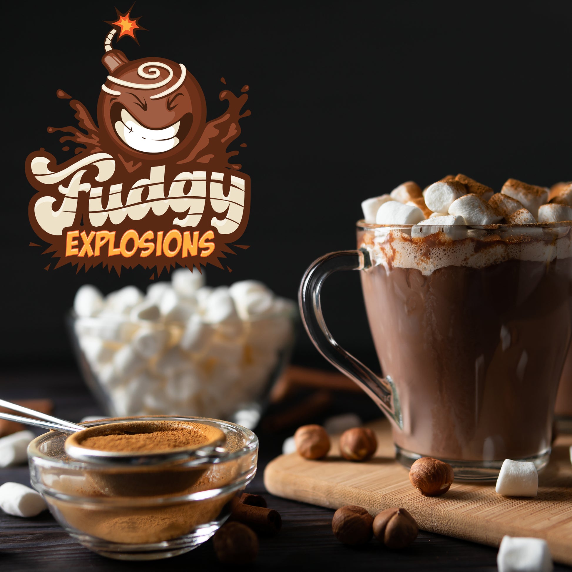 Fudgy Explosions cocoa bombs with marshmallows