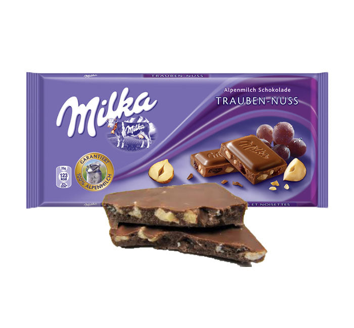 Milka Raisins & Hazelnuts Milk Candy Bar - Imported