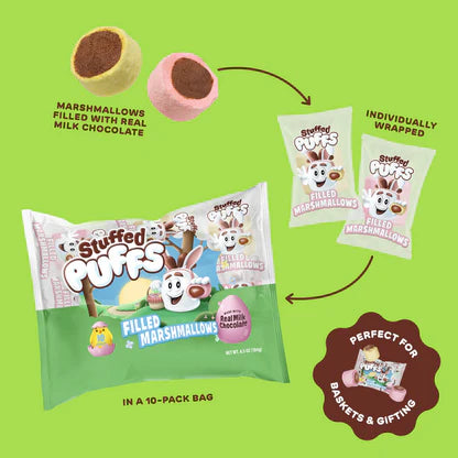 Stuffed Puffs Individually Wrapped Chocolate Filled Marshmallows