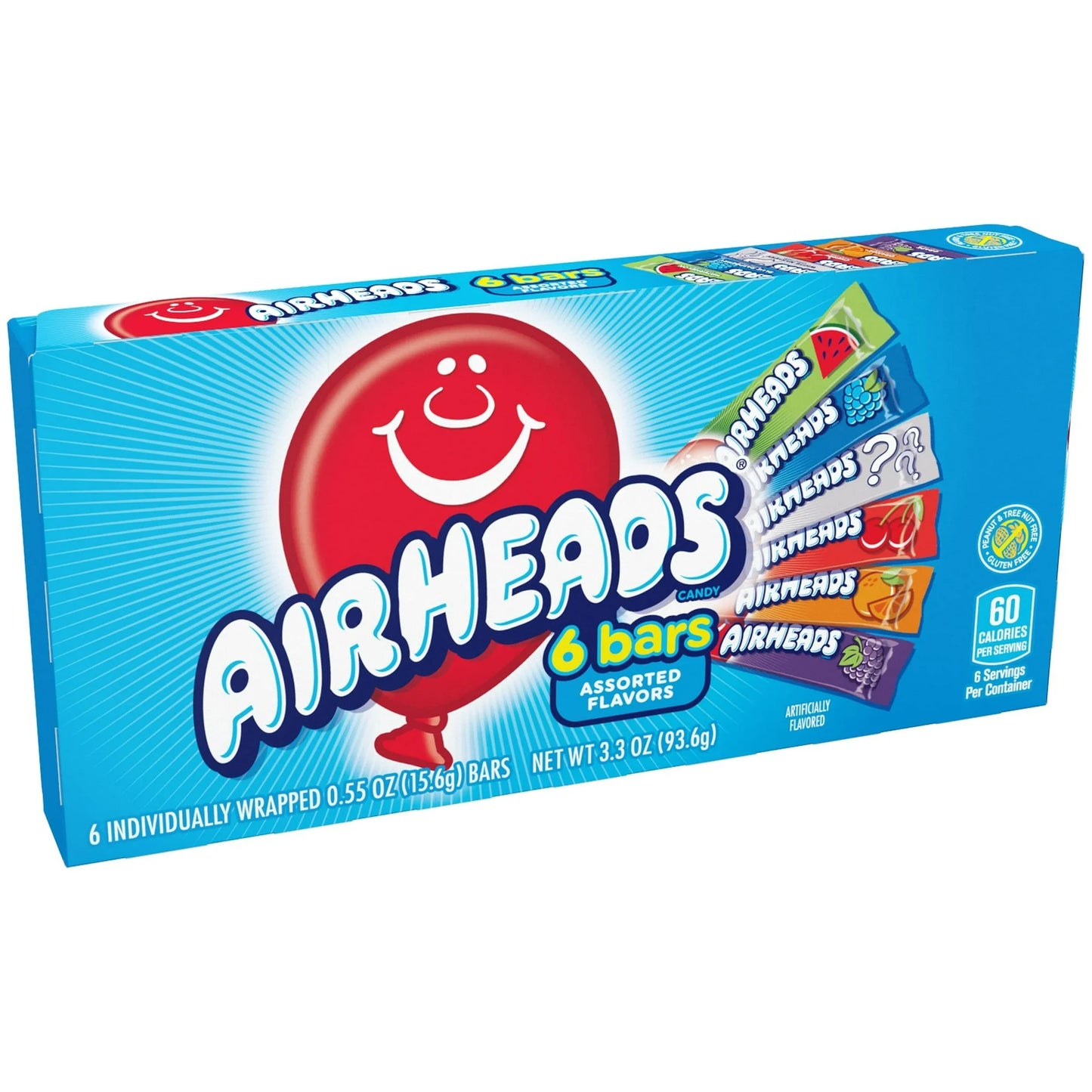 Airheads Chewy Candy Bars Theater Box, Assorted Flavors, 6 Count