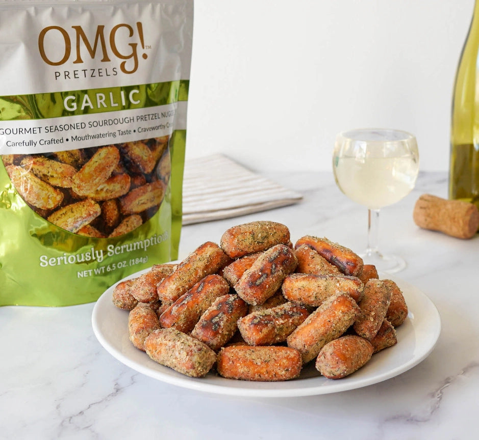 OMG! Pretzels Garlic Seasoned Sourdough Pretzel Nuggets Lifestyle