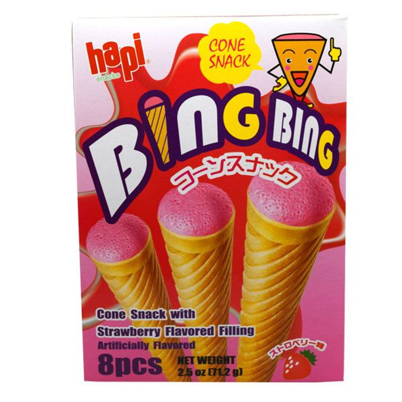 Hapi Bing Bing Cone Strawberry 8 Count