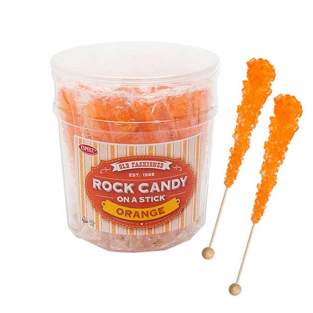 Orange Rock Candy Sticks Wrapped 36 Count