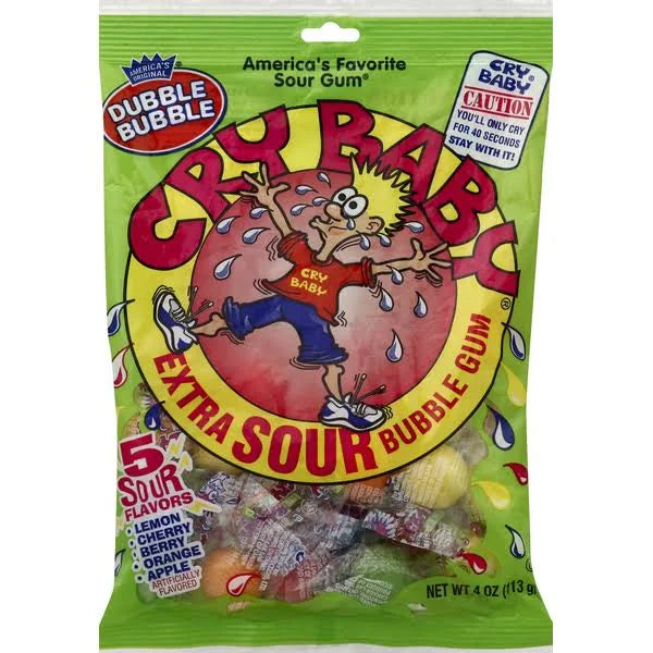 Cry Baby Bubble Gum, Extra Sour - 4 oz