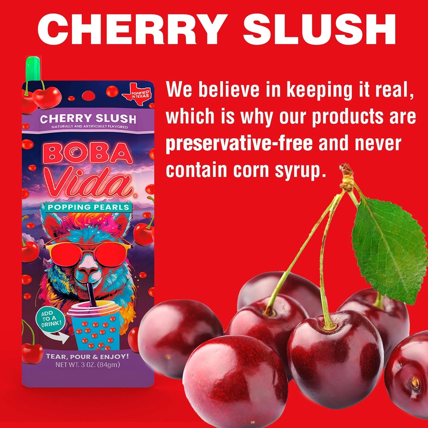 BobaVida Cherry Slush Popping Pearls - 3oz