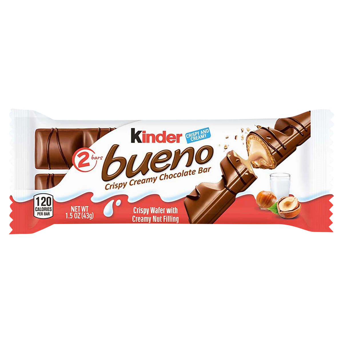 Kinder Bueno Milk Chocolate and Hazelnut Cream Candy Bar