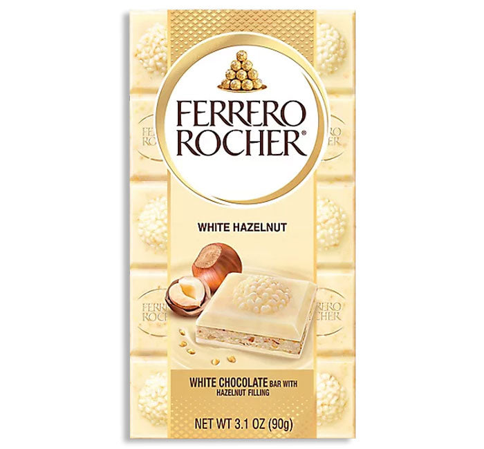 Ferrero Rocher Premium Chocolate Bar, White Chocolate Hazelnut