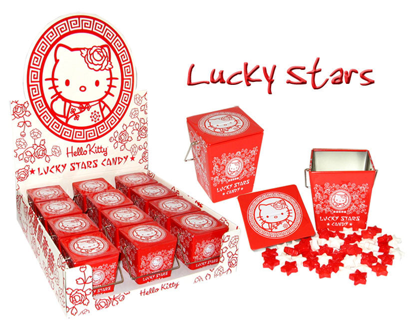 HELLO KITTY TAKE-OUT TIN W/ RED&WHITE STAR CANDY