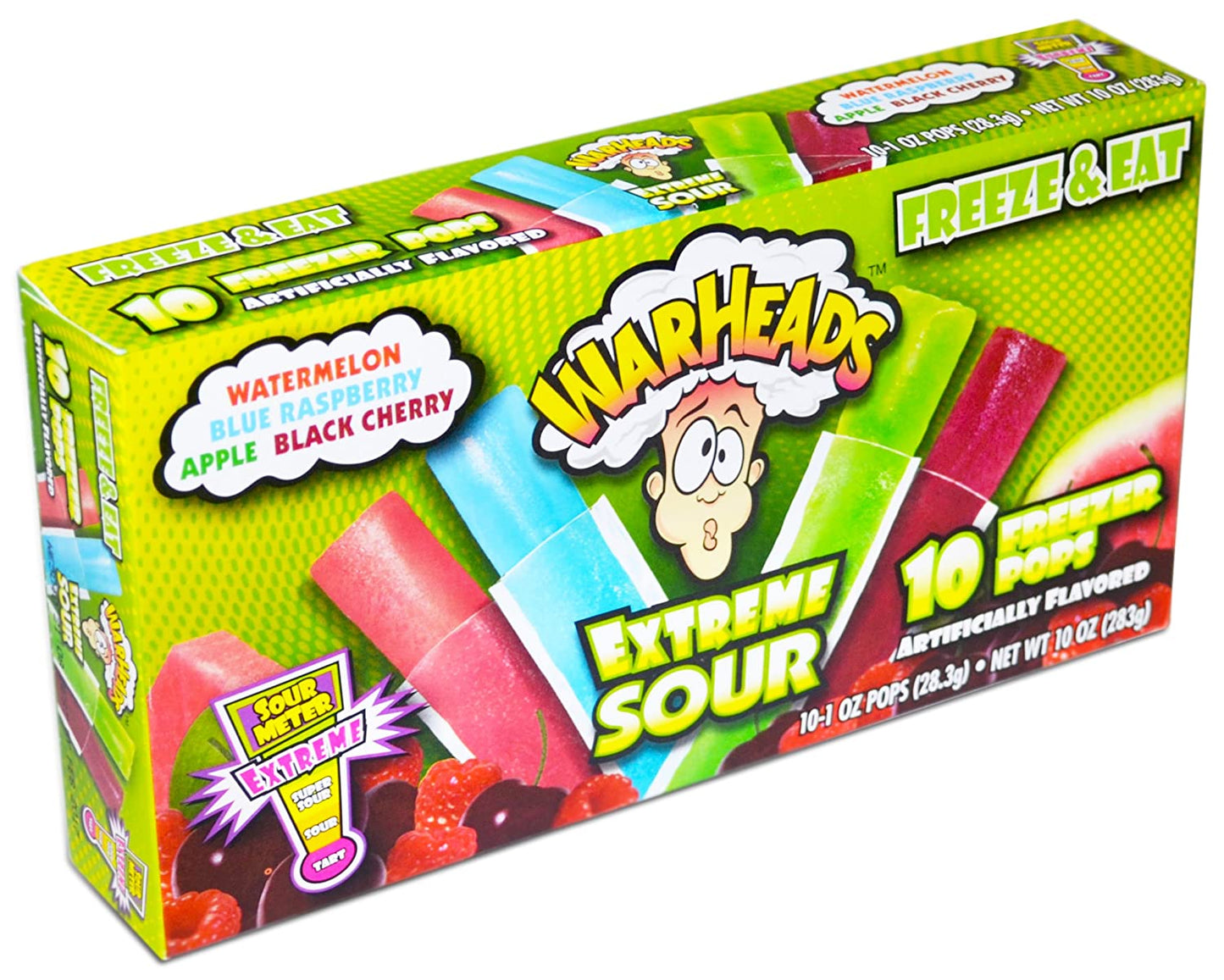 Warheads, Fat Free Freezer Pops Extreme Sour 10 pops per box