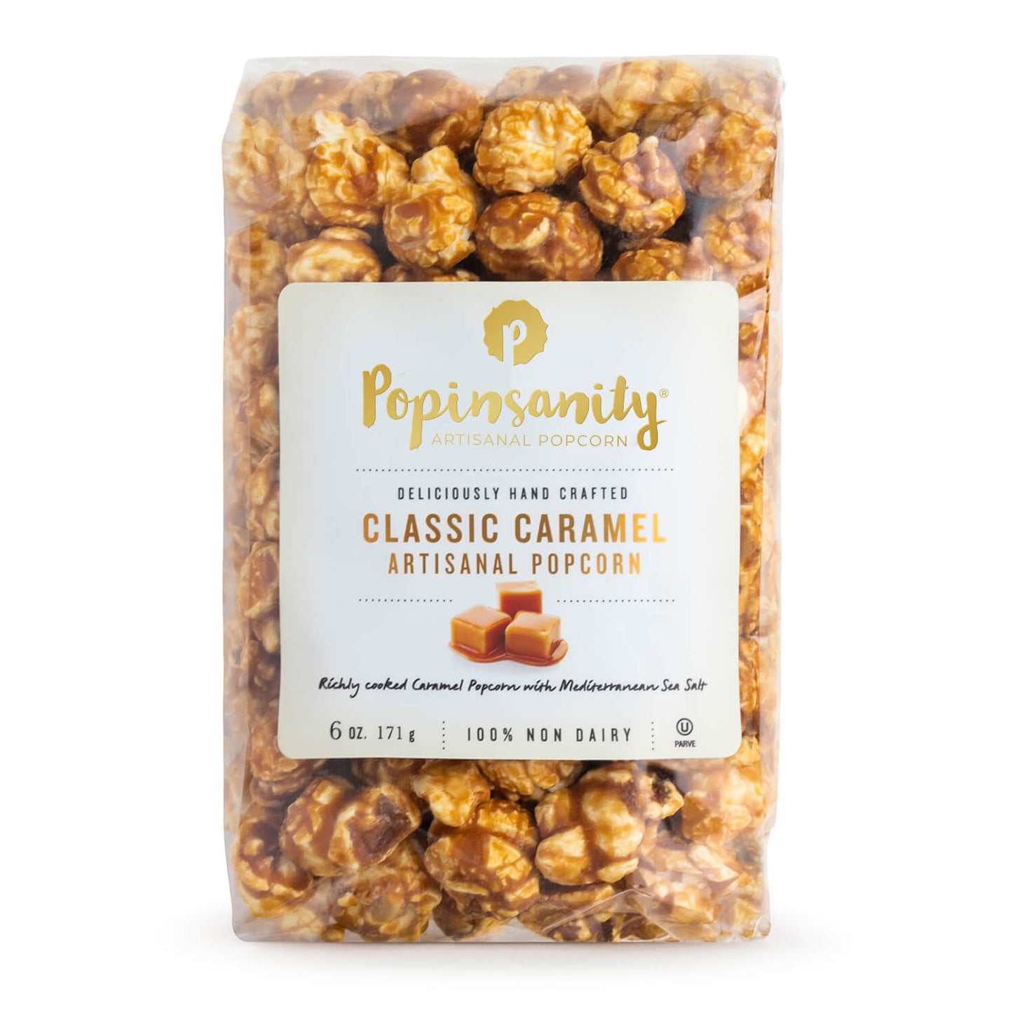 Popinsanity Classic Caramel Popcorn | Kosher | Non Dairy | Medium Bag