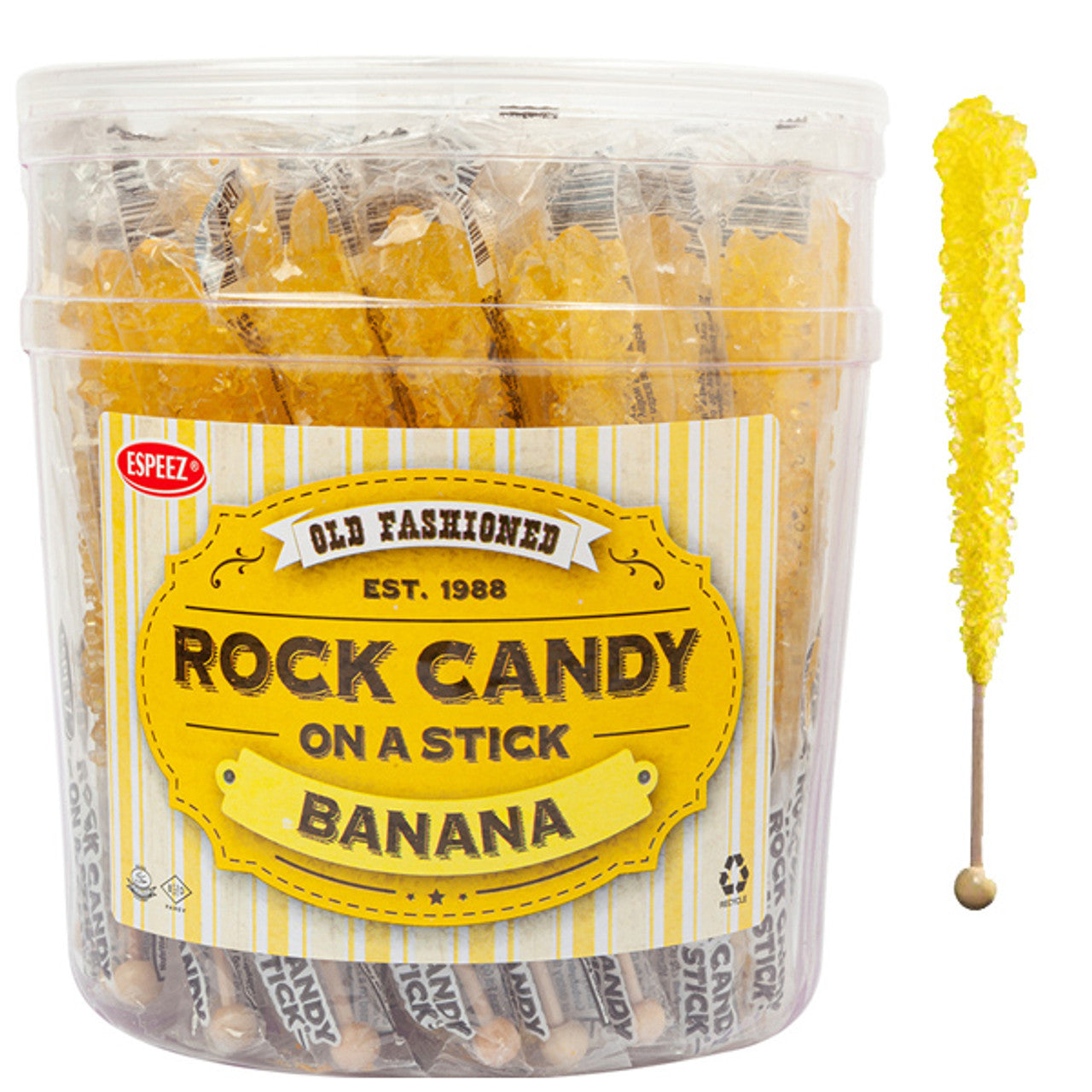 Yellow Banana Rock Candy Sticks