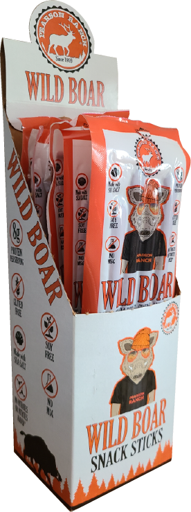 Pearson Ranch Elk & Bison Jerky - Wild Boar Hickory Snack Stick 4 PACK