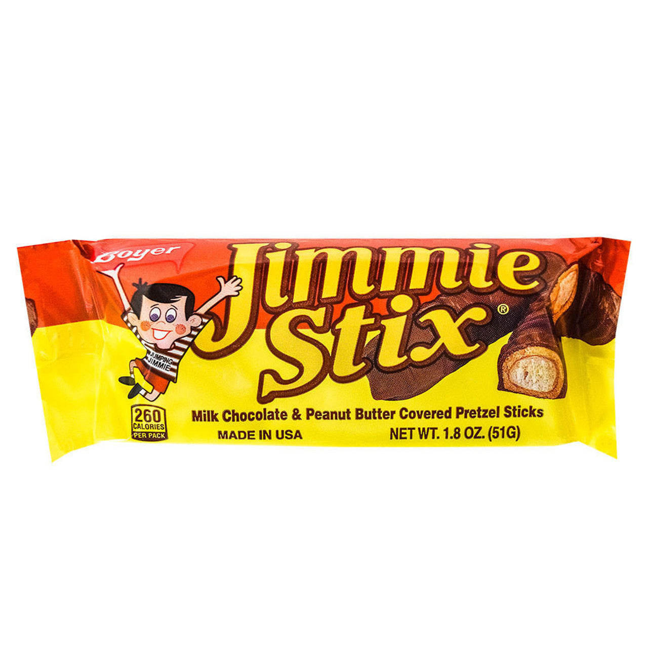 Jimmie Stix, Milk Chocolate & Peanut Butter Covered Pretzel Sticks