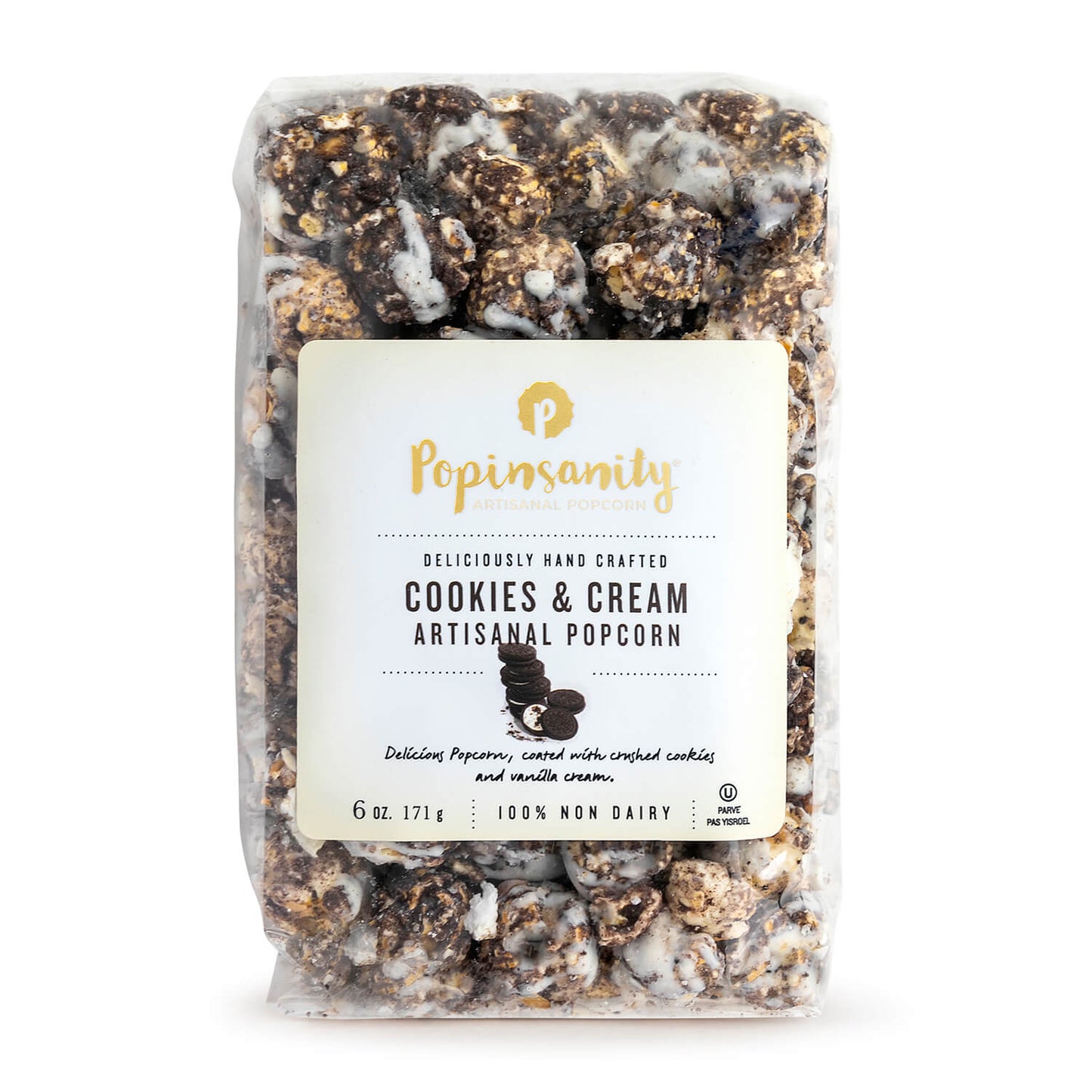 Popinsanity Cookies & Cream Gourmet Popcorn | Kosher, Non-dairy | Medium Bag