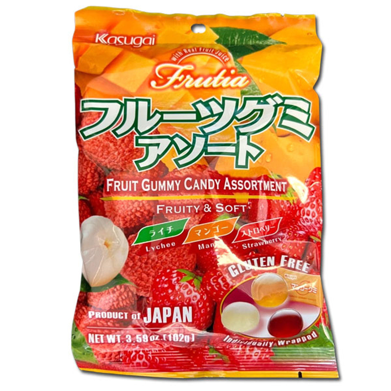 Kasugai Lychee, Mango, Strawberry Gummi 3.59oz